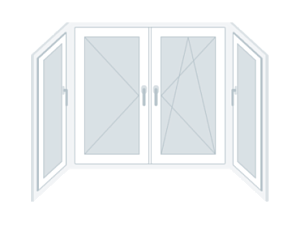 П-образный балкон из алюминиевого профиля 1400х1500 + (1400х700)х2 мм